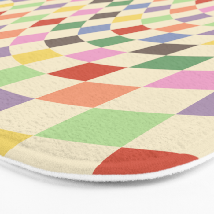 Colorful Checkered Swirl Pattern Bath Mat Gallery Image 3