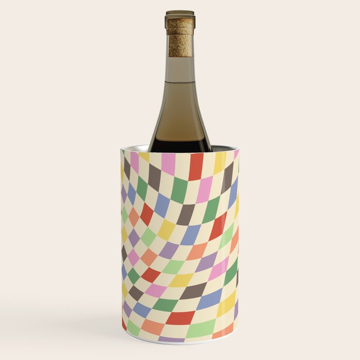 Colorful Checkered Swirl Pattern Wine Chiller Gallery Image 3