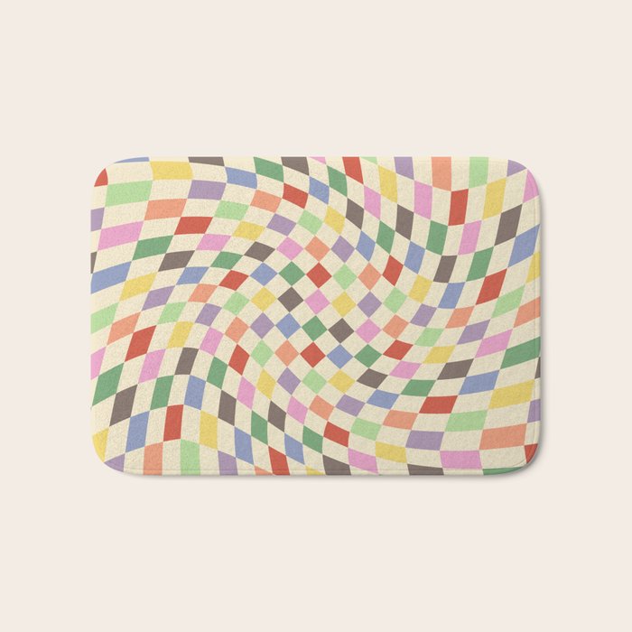 Colorful Checkered Swirl Pattern Bath Mat Gallery Image 1