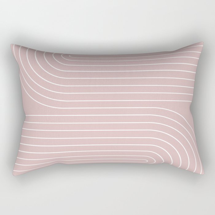 Minimal Line Curvature LXX Blush Pink Mid Century Modern Arch Abstract Rectangular Pillow Gallery Image 2