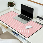Minimal Line Curvature LXX Blush Pink Mid Century Modern Arch Abstract Desk Mat Gallery Image 2