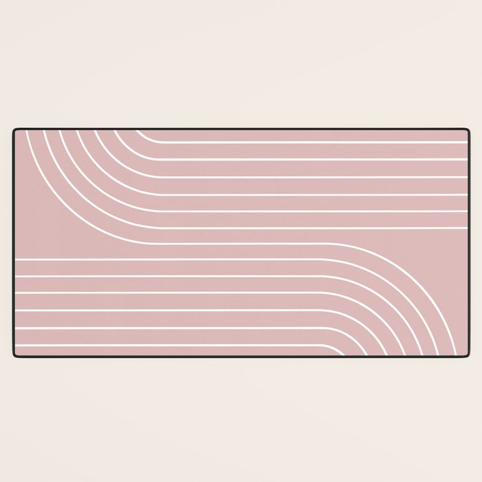 Minimal Line Curvature LXX Blush Pink Mid Century Modern Arch Abstract Desk Mat Gallery Image 3