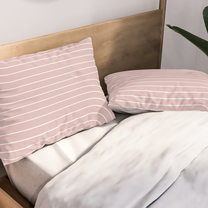 Minimal Line Curvature LXX Blush Pink Mid Century Modern Arch Abstract Pillow Sham Gallery Image 2