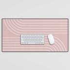 Minimal Line Curvature LXX Blush Pink Mid Century Modern Arch Abstract Desk Mat Gallery Image 1