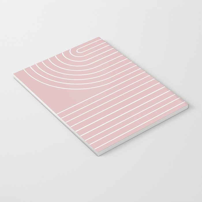 Minimal Line Curvature LXX Blush Pink Mid Century Modern Arch Abstract Notebook Gallery Image 3
