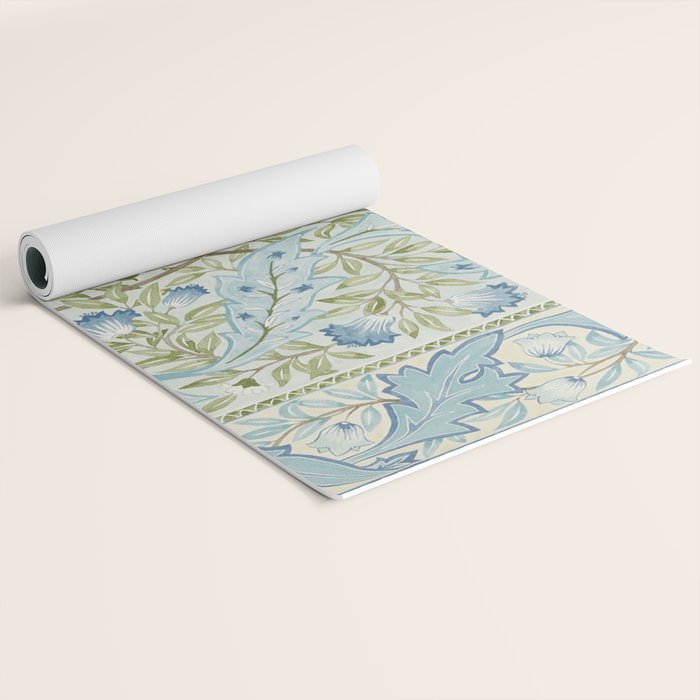 William Morris Wilhelmina Melsetter Indigo Light Blue Floral Yoga Mat Gallery Image 2
