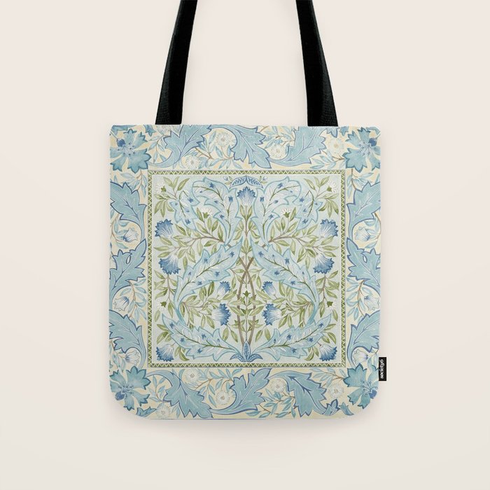 William Morris Wilhelmina Melsetter Indigo Light Blue Floral Tote Bag Gallery Image 1