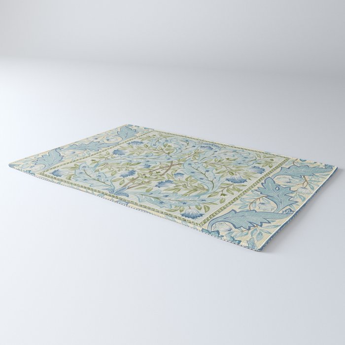 William Morris Wilhelmina Melsetter Indigo Light Blue Floral Rug Gallery Image 3