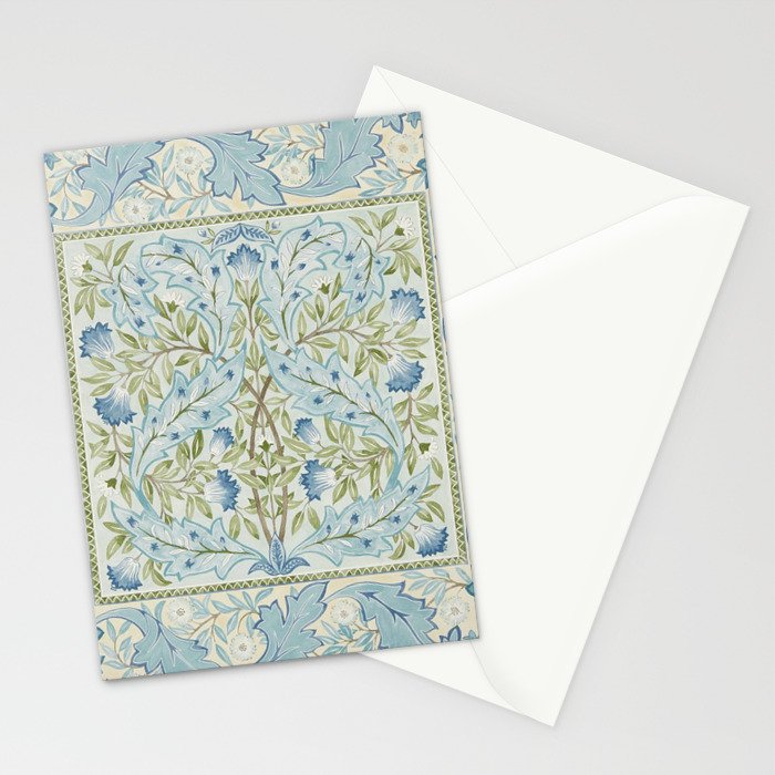 William Morris Wilhelmina Melsetter Indigo Light Blue Floral Stationery Card Gallery Image 2