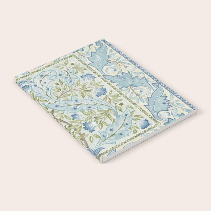 William Morris Wilhelmina Melsetter Indigo Light Blue Floral Notebook Gallery Image 2