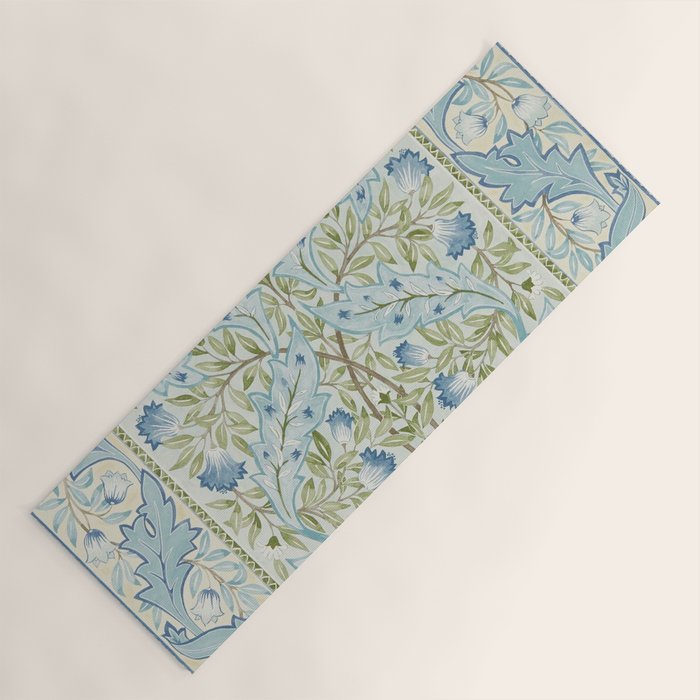 William Morris Wilhelmina Melsetter Indigo Light Blue Floral Yoga Mat Gallery Image 1