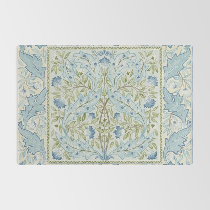 William Morris Wilhelmina Melsetter Indigo Light Blue Floral Rug Gallery Image 2