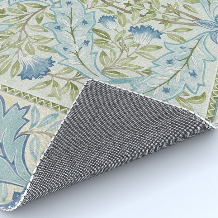 William Morris Wilhelmina Melsetter Indigo Light Blue Floral Rug Gallery Image 4