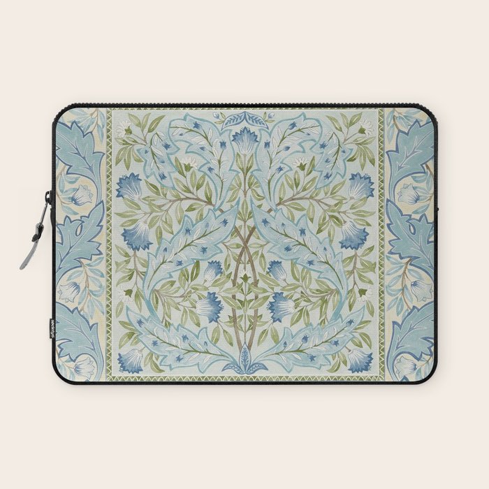 William Morris Wilhelmina Melsetter Indigo Light Blue Floral Laptop Sleeve Gallery Image 1