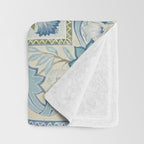 William Morris Wilhelmina Melsetter Indigo Light Blue Floral Throw Blanket Gallery Image 3