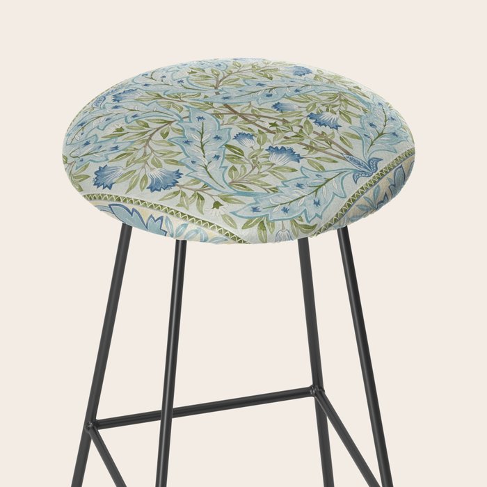William Morris Wilhelmina Melsetter Indigo Light Blue Floral Stool Gallery Image 2