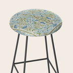William Morris Wilhelmina Melsetter Indigo Light Blue Floral Stool Gallery Image 2