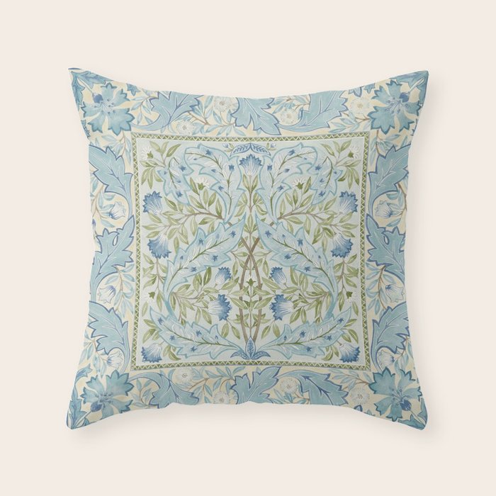 William Morris Wilhelmina Melsetter Indigo Light Blue Floral Throw Pillow Gallery Image 6