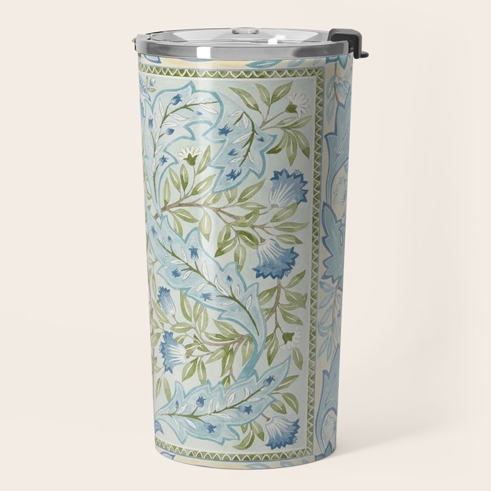 William Morris Wilhelmina Melsetter Indigo Light Blue Floral Travel Mug Gallery Image 2