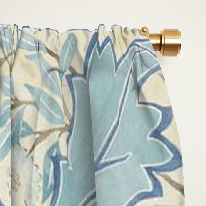 William Morris Wilhelmina Melsetter Indigo Light Blue Floral Window Curtain Gallery Image 2