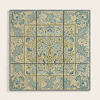 William Morris Wilhelmina Melsetter Indigo Light Blue Floral Wood Wall Art Gallery Image 1