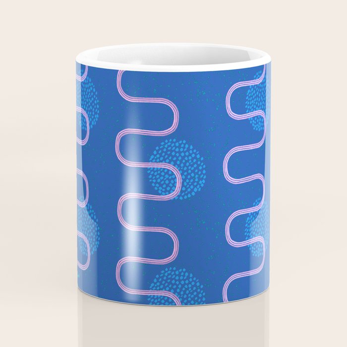 Abstract Fields in Navy Blue & Pastel Pink Coffee Mug Gallery Image 4