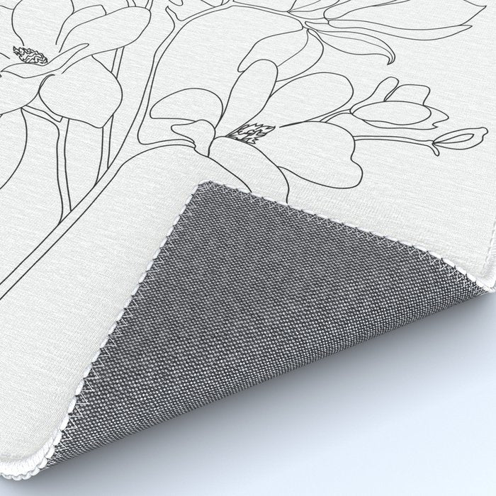 Minimal Line Art Magnolia Flowers Rug Gallery Image 4