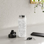 Minimal Line Art Magnolia Flowers Water Bottle Gallery Image 4
