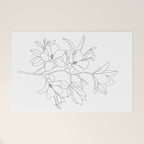 Minimal Line Art Magnolia Flowers Welcome Mat Gallery Image 1