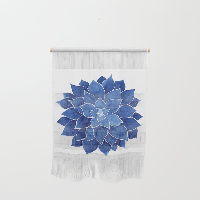 Indigo Succulent |  Watercolor Painting Wall Hanging Gallery Image 1