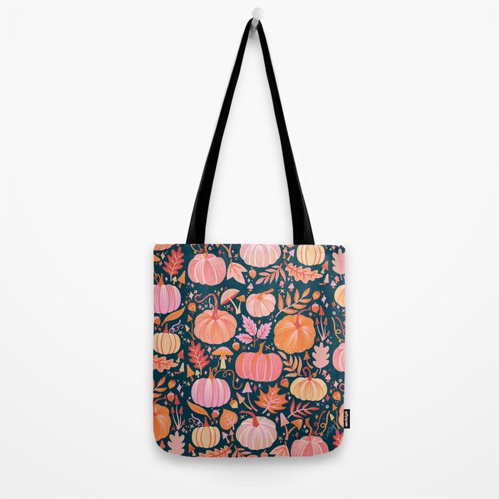 Pumpkin Confetti - Peach on Teal Tote Bag Gallery Image 2