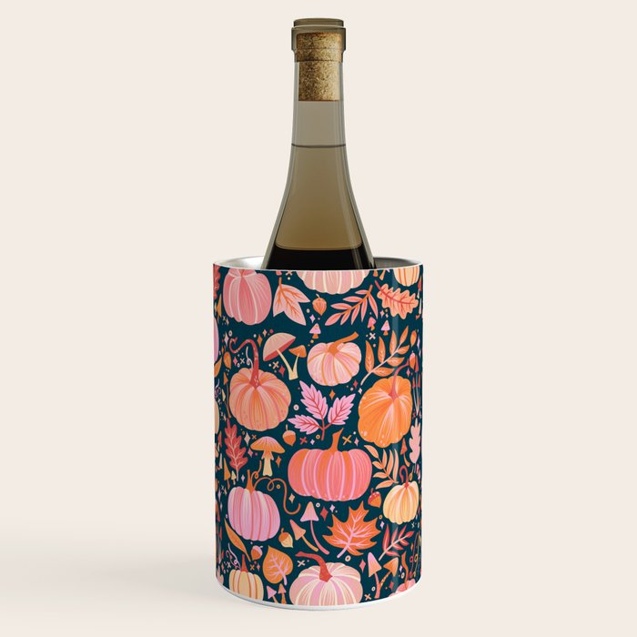 Pumpkin Confetti - Peach on Teal Wine Chiller Gallery Image 1