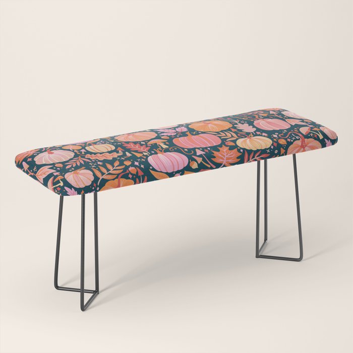 Pumpkin Confetti - Peach on Teal Bench Gallery Image 1