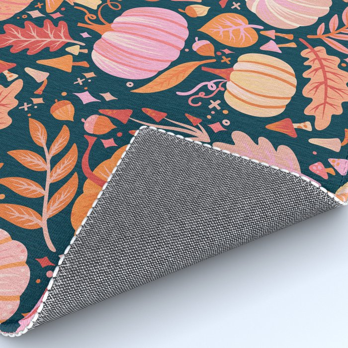 Pumpkin Confetti - Peach on Teal Rug Gallery Image 4