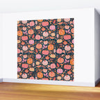 Pumpkin Confetti - Peach on Teal Wall Mural Gallery Image 2