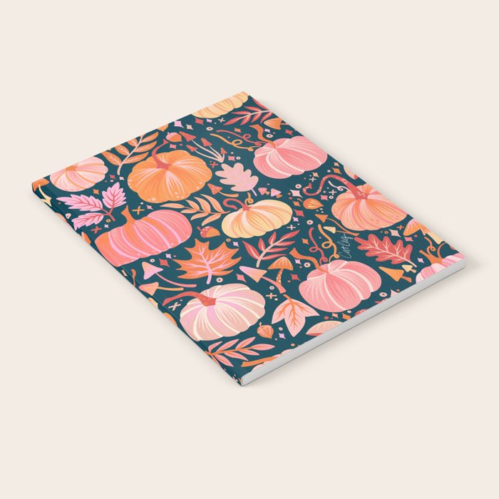 Pumpkin Confetti - Peach on Teal Notebook Gallery Image 2