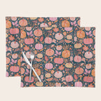 Pumpkin Confetti - Peach on Teal Placemat Gallery Image 1