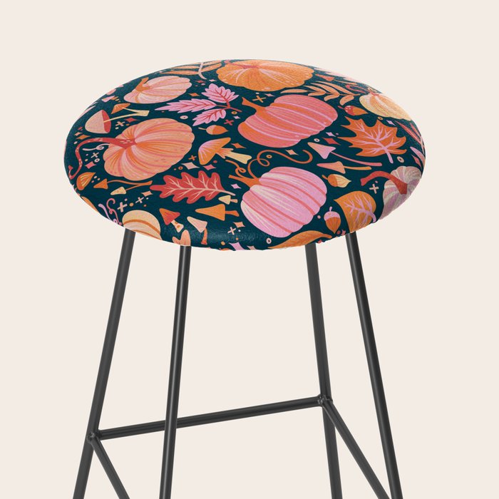 Pumpkin Confetti - Peach on Teal Stool Gallery Image 2