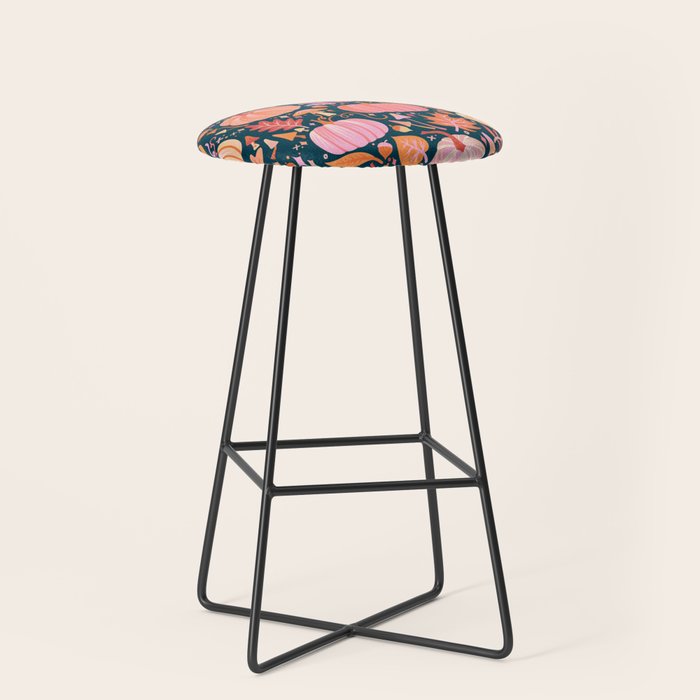 Pumpkin Confetti - Peach on Teal Stool Gallery Image 1