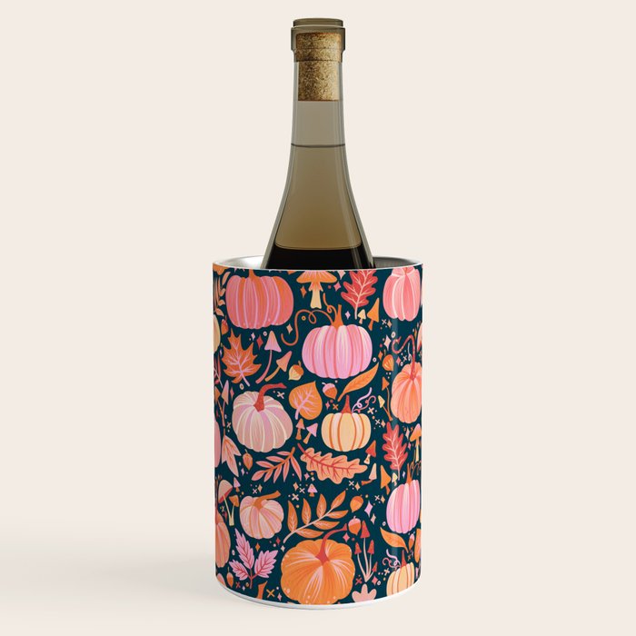 Pumpkin Confetti - Peach on Teal Wine Chiller Gallery Image 2