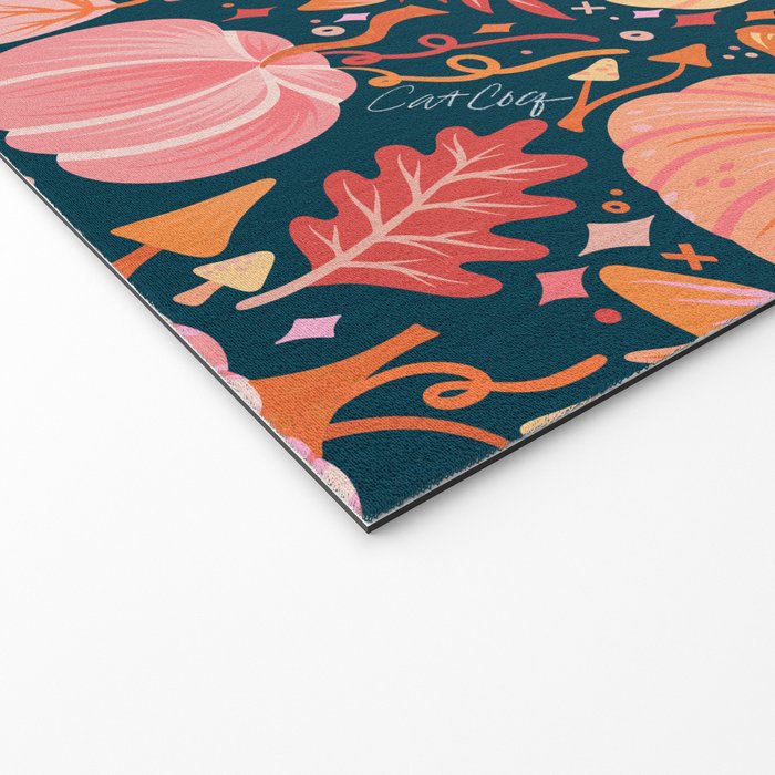 Pumpkin Confetti - Peach on Teal Welcome Mat Gallery Image 2