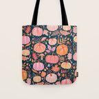 Pumpkin Confetti - Peach on Teal Tote Bag Gallery Image 1