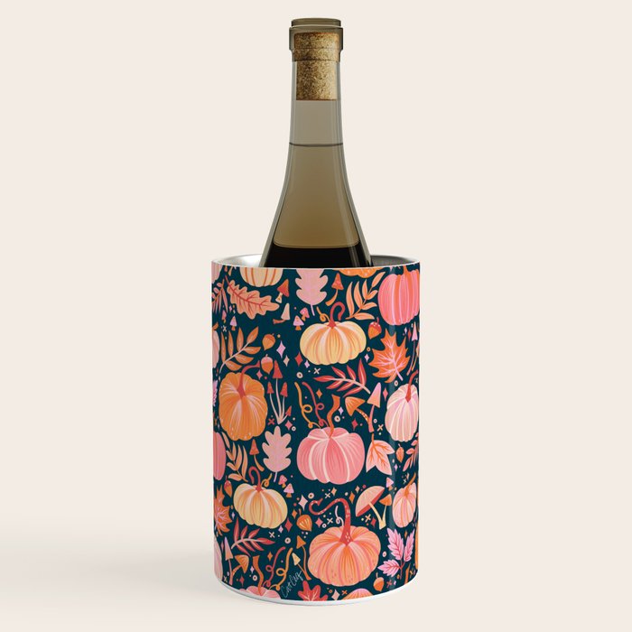 Pumpkin Confetti - Peach on Teal Wine Chiller Gallery Image 3