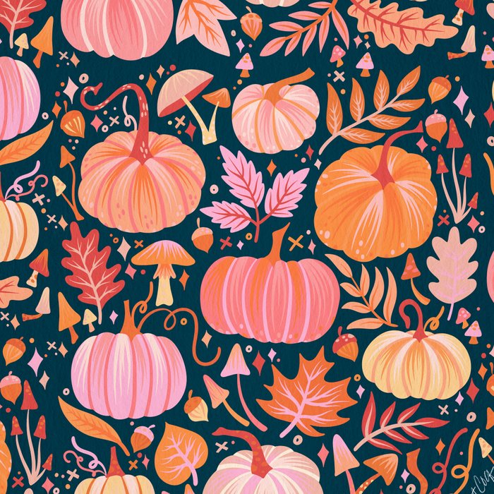 Pumpkin Confetti - Peach on Teal Coffee Mug Gallery Image 2