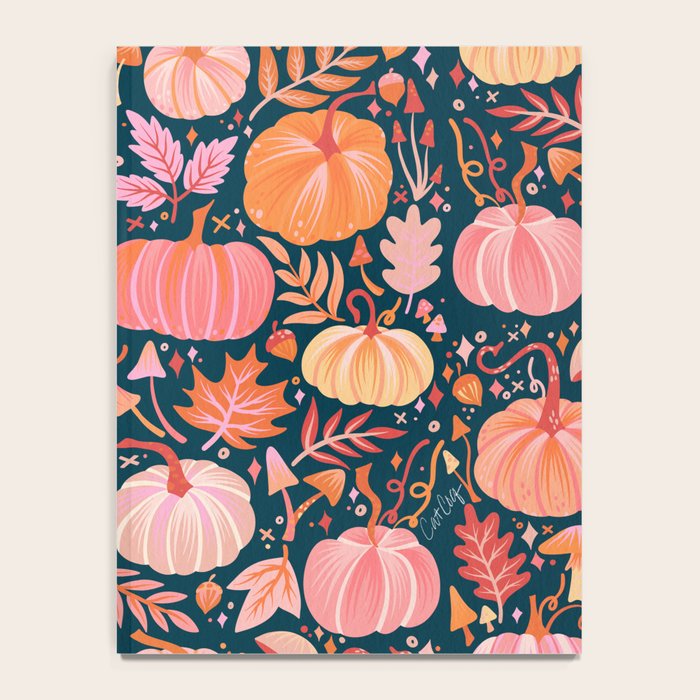 Pumpkin Confetti - Peach on Teal Notebook Gallery Image 4