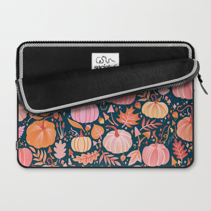 Pumpkin Confetti - Peach on Teal Laptop Sleeve Gallery Image 2