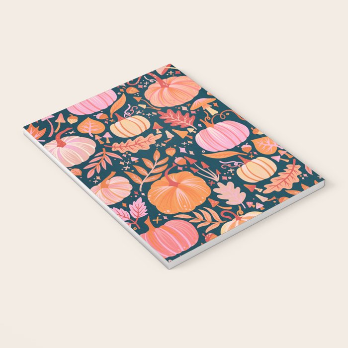 Pumpkin Confetti - Peach on Teal Notebook Gallery Image 3