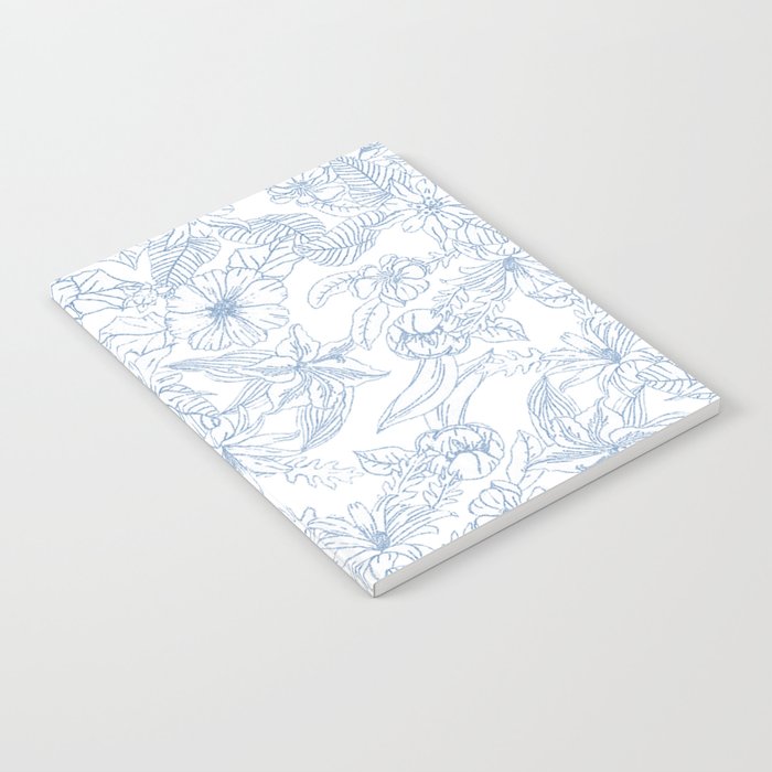 Modern hand drawn white pastel blue floral pattern Notebook Gallery Image 2