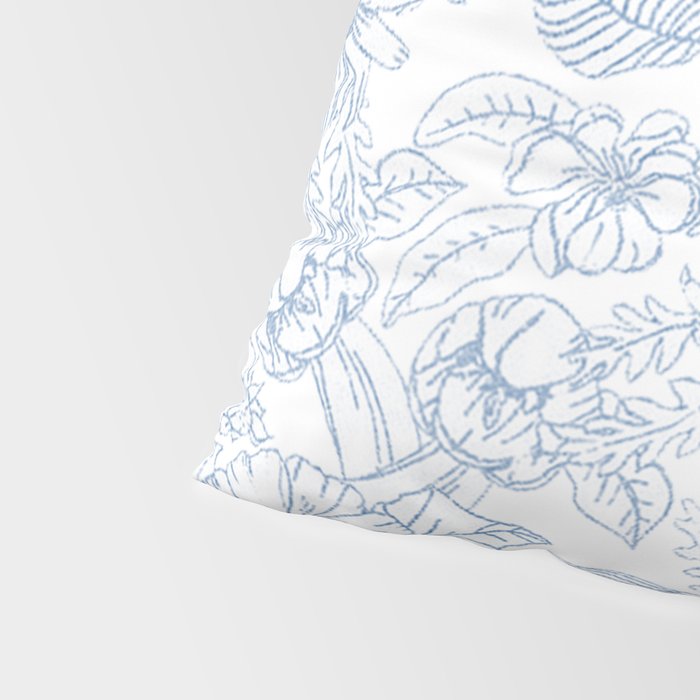 Modern hand drawn white pastel blue floral pattern Pillow Sham Gallery Image 4