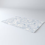 Modern hand drawn white pastel blue floral pattern Rug Gallery Image 3